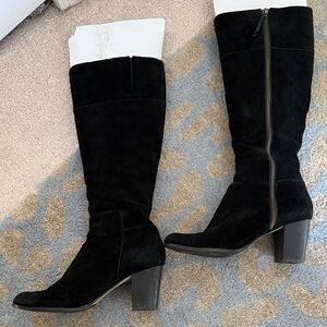 Cole Haan Black Suede Heeled Boots